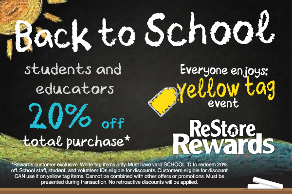 Back to School August ReStore Rewards